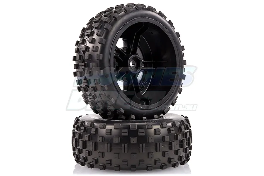 Louise 2.2/3.0&amp;quot; SC-Rock Tyres on Black Spoke Rims - Glued Short Course Wheels w/ Foam 2Pcs image 17777