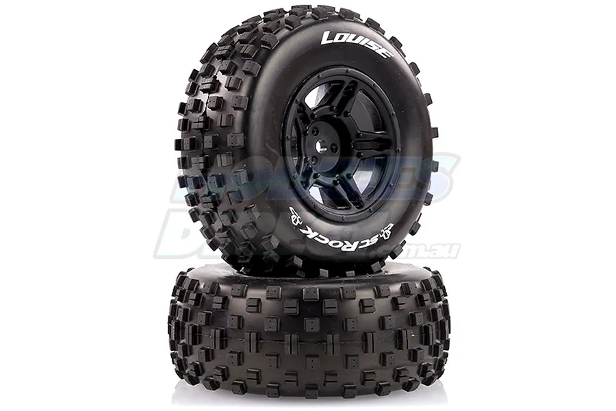 Louise 2.2/3.0&amp;quot; SC-Rock Tyres on Black Spoke Rims - Glued Short Course Wheels w/ Foam 2Pcs image 2