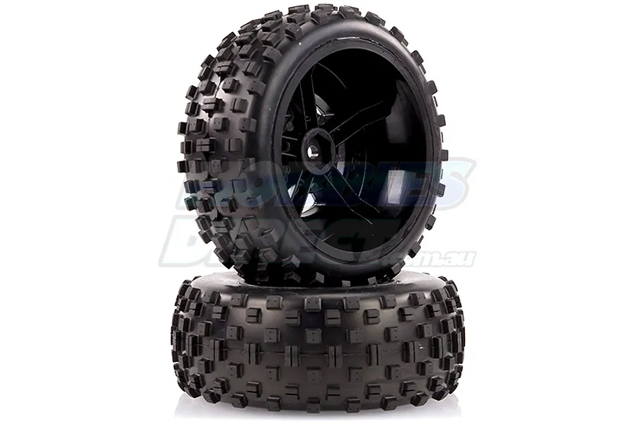 Louise 2.2/3.0&amp;quot; SC-Rock Tyres on Black Spoke Rims - Glued Short Course Wheels w/ Foam 2Pcs image 3