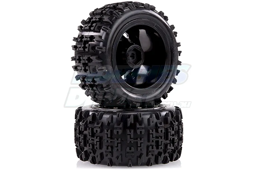 Louise 2.2&amp;quot; ST-Pioneer Tyres on Black Spoke Rims - Glued Truck Wheels w/ Foam 2Pcs image 17789