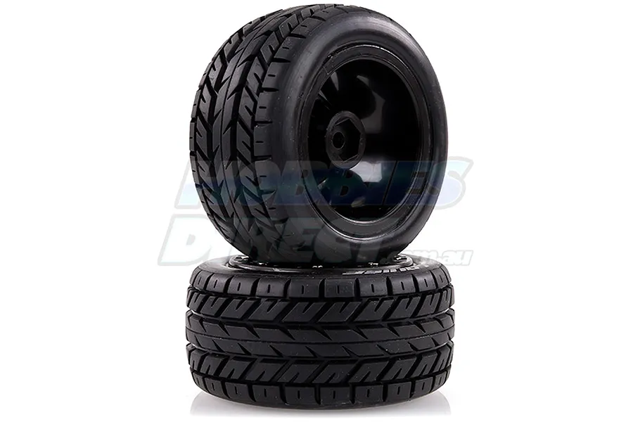 Louise 2.2&amp;quot; ST-Rocket Tyres on Black Spoke Rims - Glued Truck Wheels w/ Foam 2Pcs image 17798