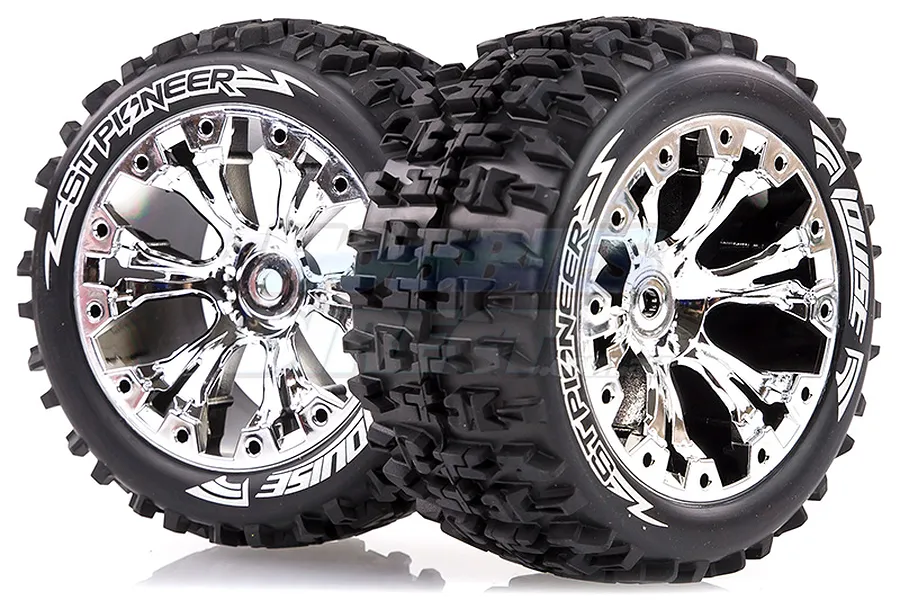 Louise 2.8&amp;quot; ST-Pioneer Tyres on Chrome Spoke Rims - Glued Truck Wheels w/ Foam 2Pcs image 17804