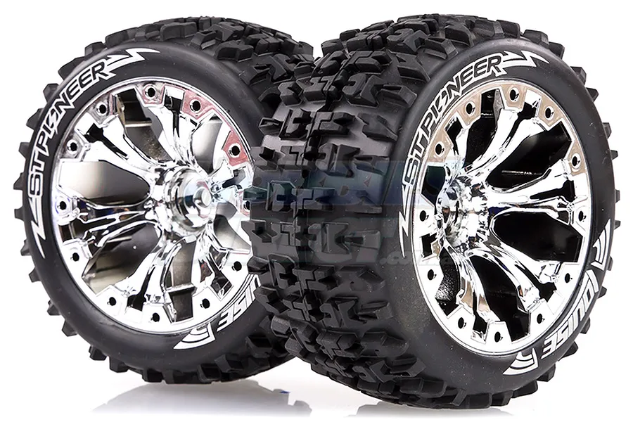 Louise 2.8&amp;quot; ST-Pioneer Tyres on Chrome Spoke Rims - Glued Truck Wheels w/ Foam 2Pcs image 17819