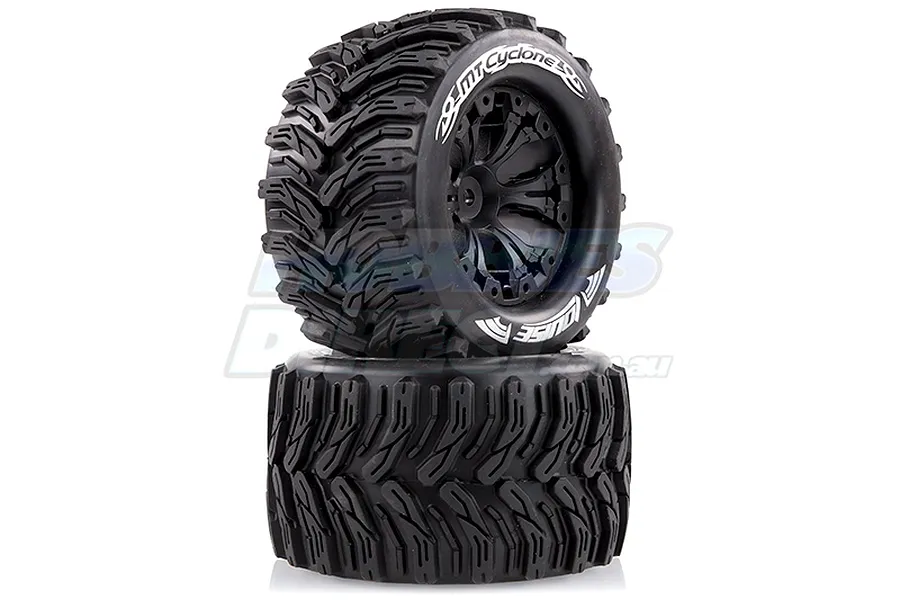 Louise 2.8&amp;quot; MT-Cyclone Tyres on Black Spoke Rims - Glued Truck Wheels w/ Foam 2Pcs image 2