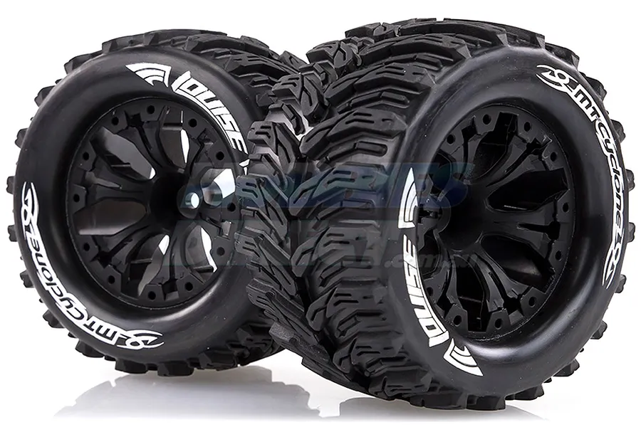 Louise 2.8&amp;quot; MT-Cyclone Tyres on Black Spoke Rims - Glued Truck Wheels w/ Foam 2Pcs image 17836