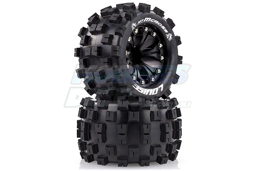 Louise 2.8&amp;quot; MT-Mcross Tyres on Black Spoke Rims - Glued Truck Wheels w/ Foam 2Pcs image 17843
