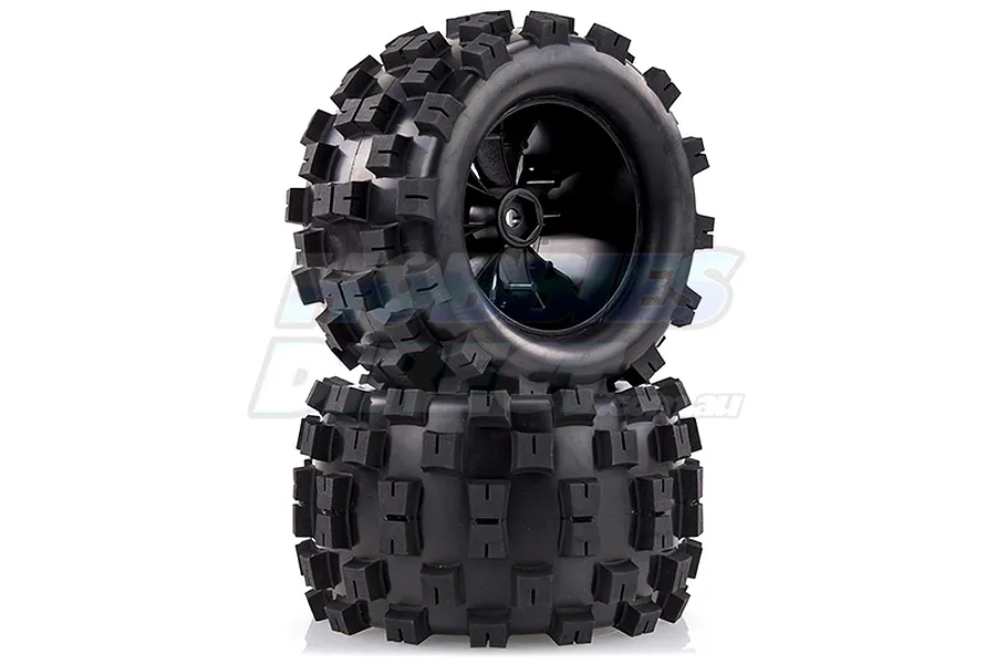 Louise 2.8&amp;quot; MT-Mcross Tyres on Black Spoke Rims - Glued Truck Wheels w/ Foam 2Pcs image 17844