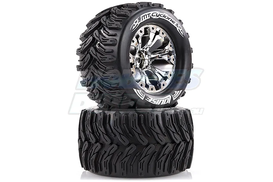 Louise 2.8&amp;quot; MT-Cyclone Tyres on Chrome Spoke Rims - Glued Truck Wheels w/ Foam 2Pcs image 2
