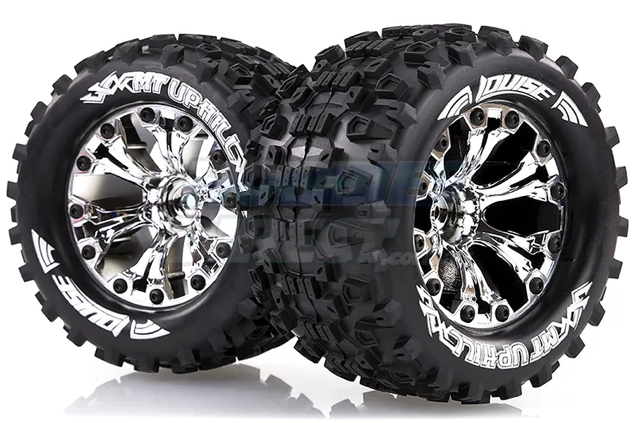 Louise 2.8&amp;quot; MT-Uphill Tyres on Chrome Spoke Rims - Glued Truck Wheels w/ Foam 2Pcs image 17863