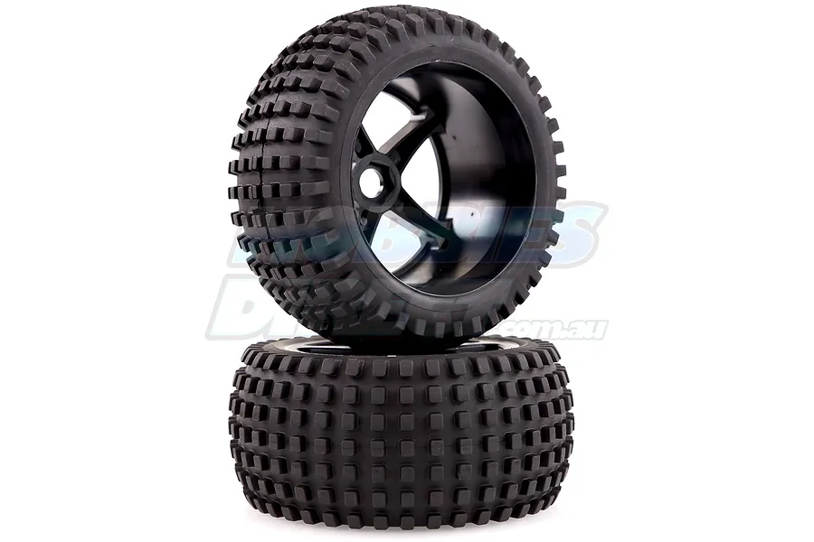 Louise 3.8&amp;quot; T-Rock Tyres on Black Spoke Rims - Glued Truggy Wheels w/ Foam 2Pcs image 18045