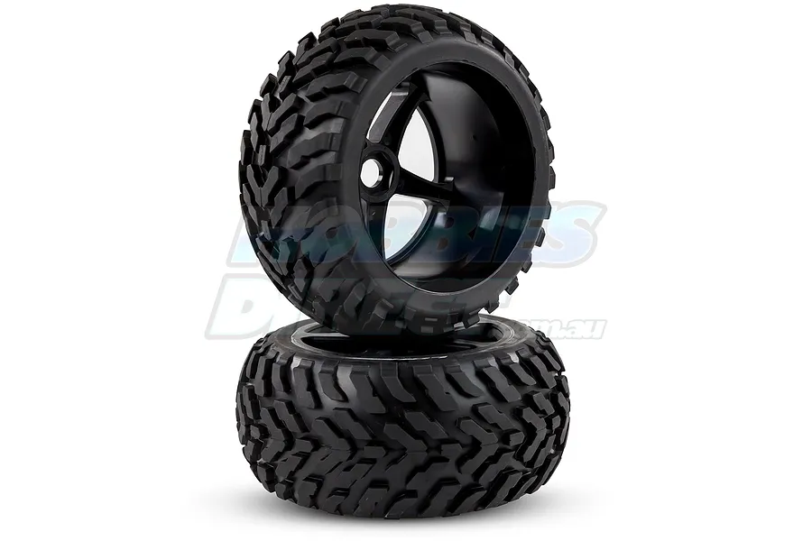 Louise 3.8&amp;quot; T-Apollo Tyres on Black Spoke Rims - Glued Truggy Wheels w/ Foam 2Pcs image 18053