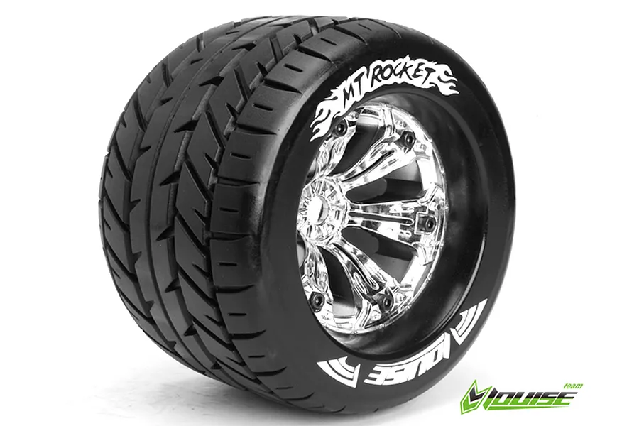 Louise 3.8&amp;quot; MT-Rocket Tyres on Chrome Rims - Glued Wheels 2Pcs image 18138