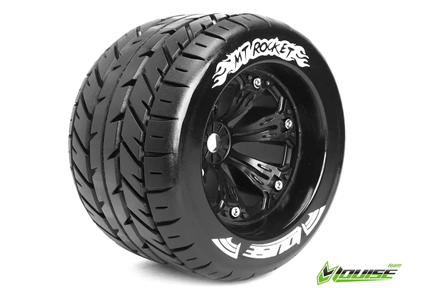 Louise 3.8&amp;quot; MT-Rocket Tyres on Black Rims - Glued Wheels 2Pcs image 18140
