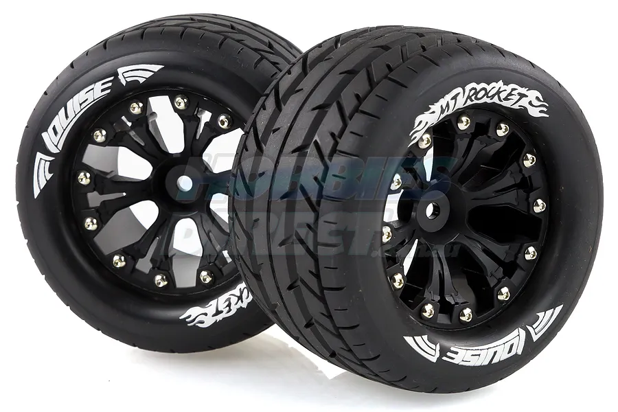 Louise 2.8&amp;quot; MT-Rocket Tyres on Black Rims - Glued Wheels 2Pcs image 18166