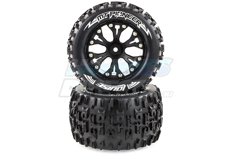 Louise 2.8&amp;quot; MT-Pioneer Tyres on Black Rims - Glued Wheels 2Pcs image 18173