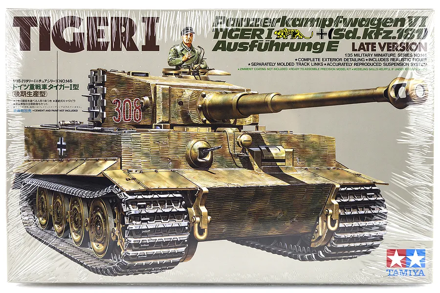 Tamiya 1/35 German Panzerkampfwagen VI Tiger I (Sd.Kfz.181) Tank Scaled Plastic Model Kit image 18434