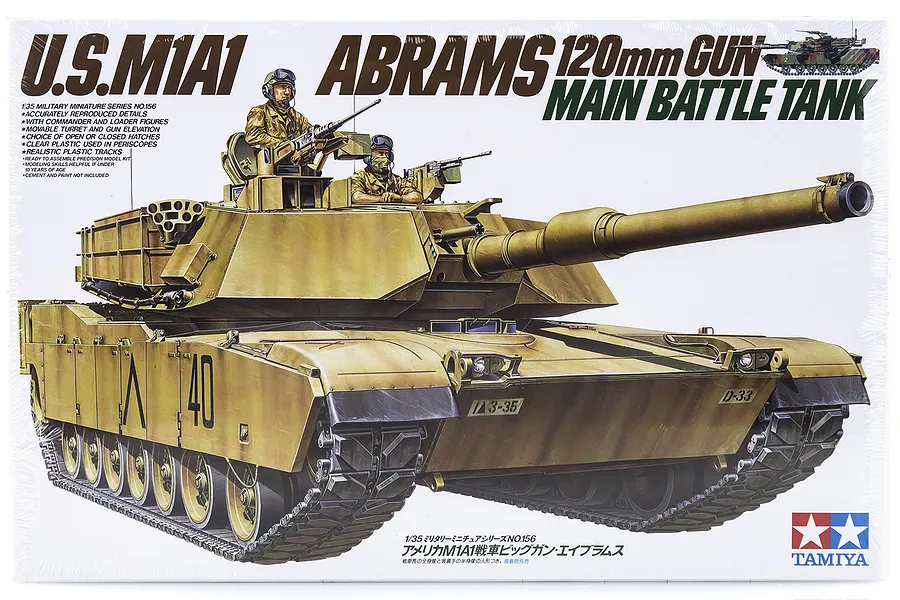 Tamiya 1/35 U.S. M1A1 Abrams Tank with 120mm Main Gun Scaled Plastic Model Kit image 18437