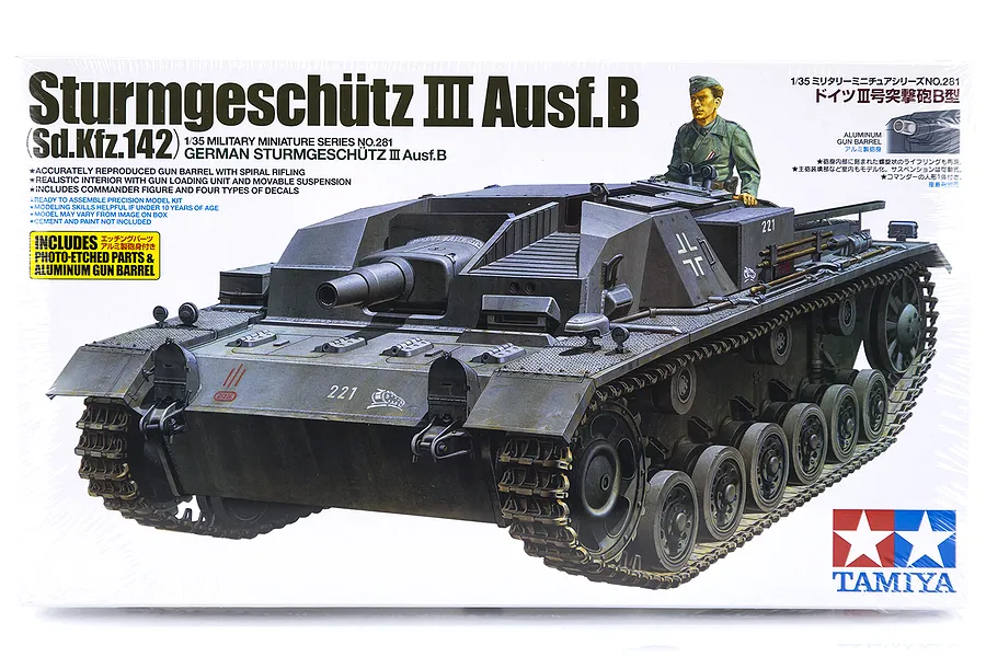 Tamiya 1/35 German Sturmgeschutz III Ausf.b (Sd.Kfz.142) Scaled Plastic Model Kit image 18454