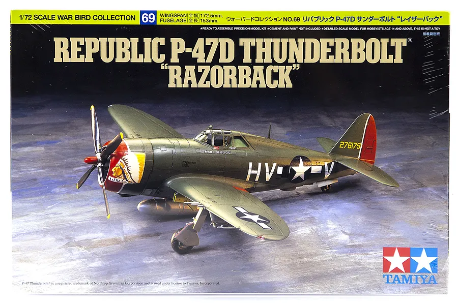 Tamiya 1/72 Republic P-47D Thunderbolt &amp;quot;Razorback&amp;quot; Scaled Plastic Model Kit image 18477