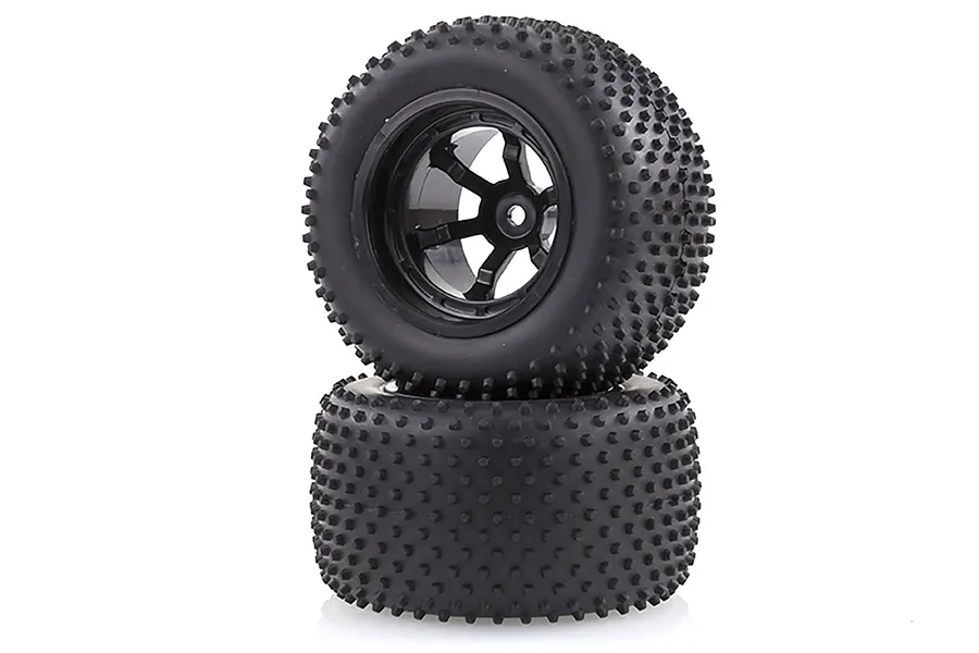 HSP 2.3&amp;quot; Viper Rear Knobby Tyres on Black 6 Spoke Rims - Wheels 2Pcs image 18687
