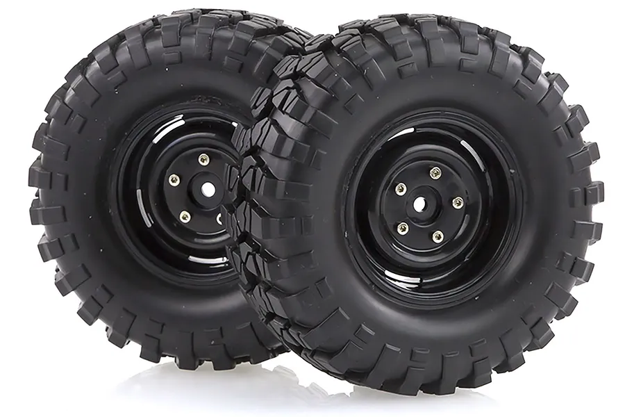 HSP 1.9&amp;quot; RC4 Soft Off Road Tyres on Black Rims - Wheels 2Pcs image 18697