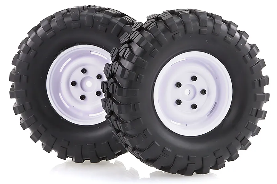 HSP 1.9&amp;quot; RC4 Soft Off Road Tyres on White Rims - Wheels 2Pcs image 18699