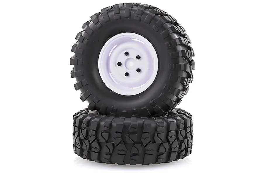 HSP 1.9&amp;quot; RC4 Soft Off Road Tyres on White Rims - Wheels 2Pcs image 18700
