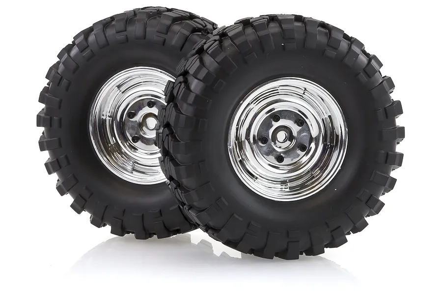 HSP 1.9&amp;quot; RC4 Soft Off Road Tyres on Chrome Rims - Wheels 2Pcs image 18701