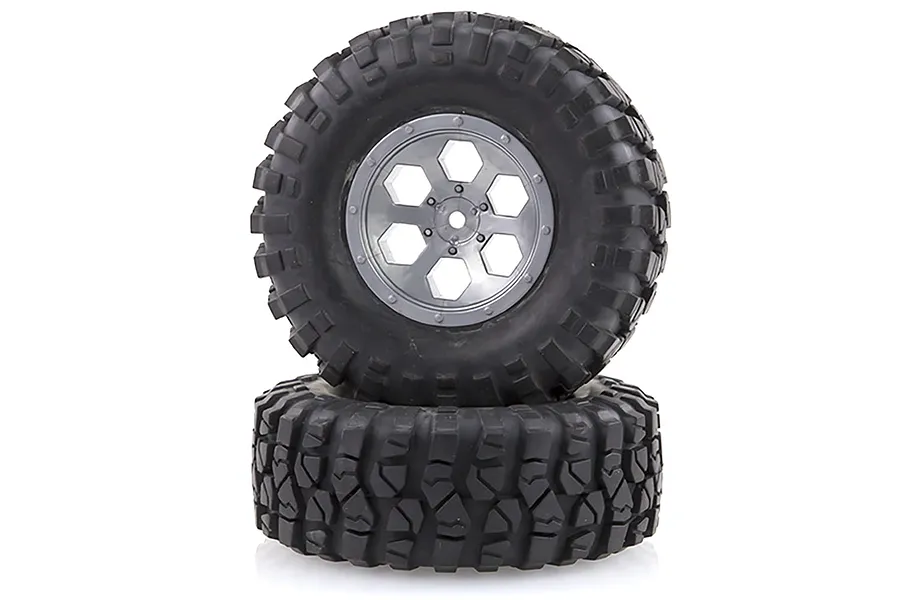 HSP 1.9&amp;quot; RC4 Soft Off Road Tyres on Grey Rims - Wheels 2Pcs image 18704
