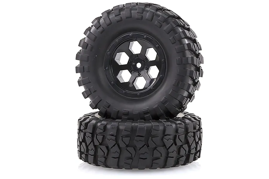 HSP 1.9&amp;quot; RC4 Soft Off Road Tyres on Black Rims - Wheels 2Pcs image 18708