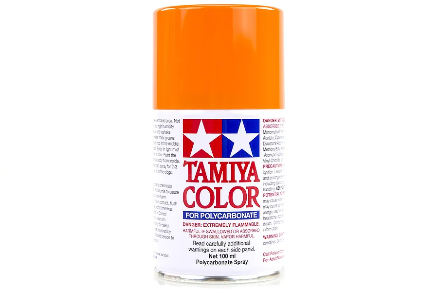 Tamiya PS-62 Pure Orange Polycarbonate Spray Paint 100ml image 18993