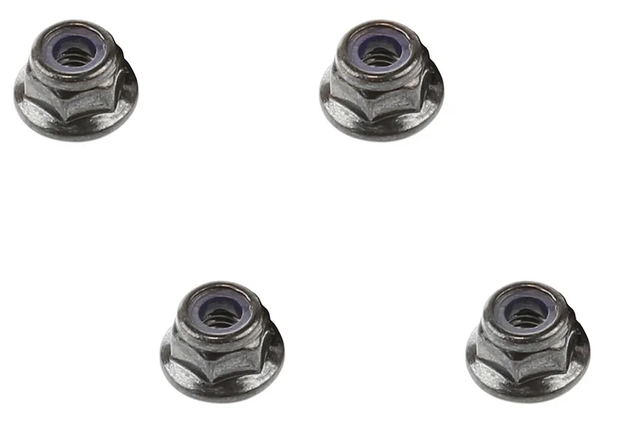 ARRMA 4mm Black Steel Flanged Nyloc Nuts 4Pcs image 19112