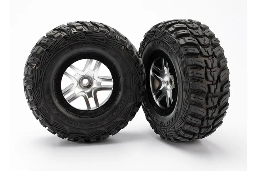 Traxxas 2.2/3.0&amp;quot; Kumho Tyres on Satin Chrome/Black Rims - Glued Wheels 2Pcs image 19116