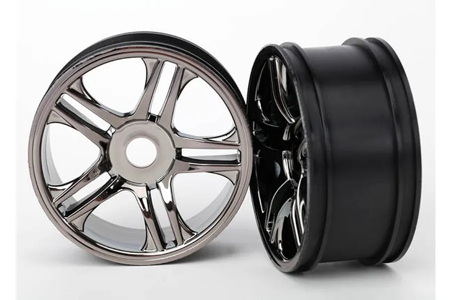 Traxxas 3.3&amp;quot; Front Split Spoke Black Dish Rims 2Pcs image 19226