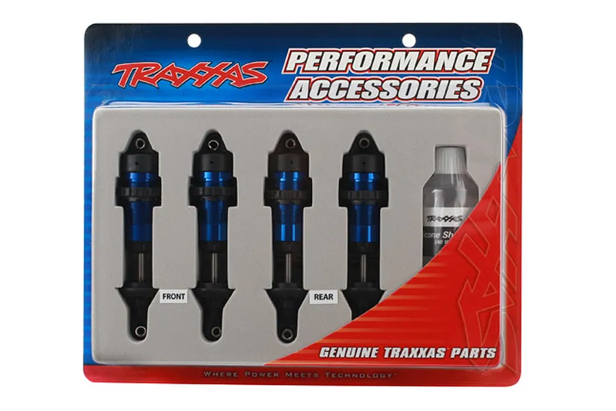 Traxxas Blue Aluminium Front &amp;amp; Rear GTR Threaded Body Shocks w/o Springs 4Pcs image 19229