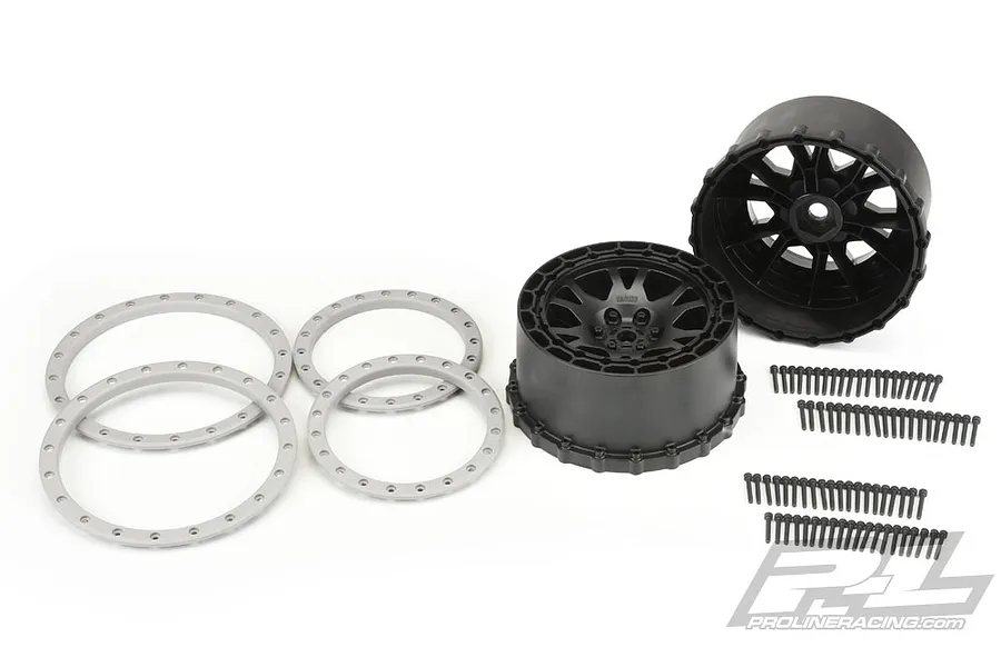 Pro-Line 4.0/5.5&amp;quot; Impulse Pro-Loc Black Rims - Grey Beadlocked Wheels 2Pcs image 19330