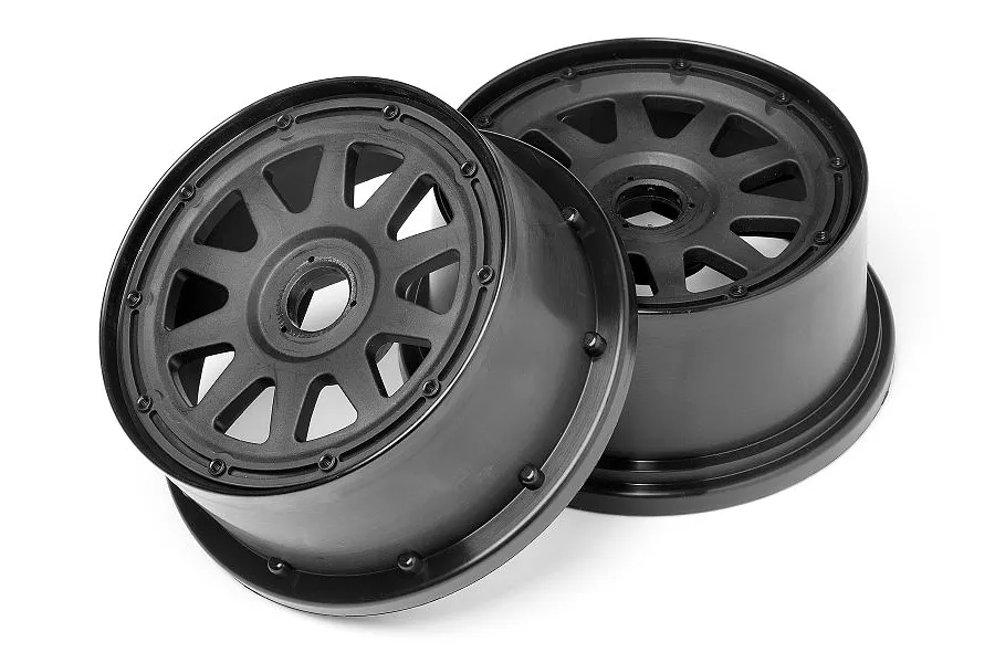HPI 4.7/5.5&amp;quot; Baja 5T/5SC Rear TR-10 Black Rims 2Pcs image 19511