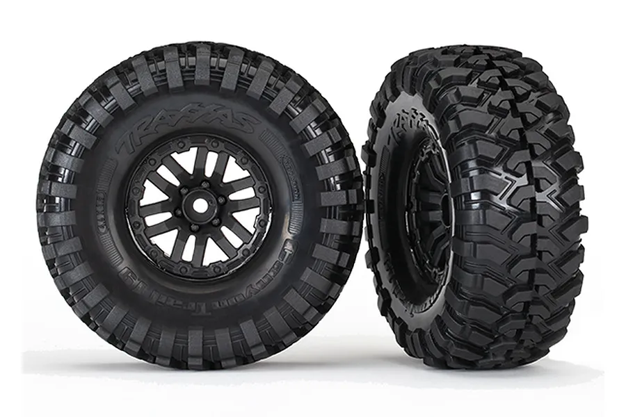 Traxxas 1.9&amp;quot; Canyon Trail Tyres on Black Rims - Glued Wheels 2Pcs image 19812