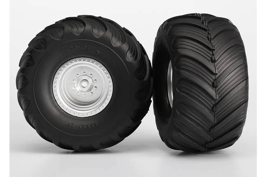 Traxxas 2.2/2.8&amp;quot; Terra Groove Tyres on Satin Chrome Rims - Glued Wheels 2Pcs image 19813