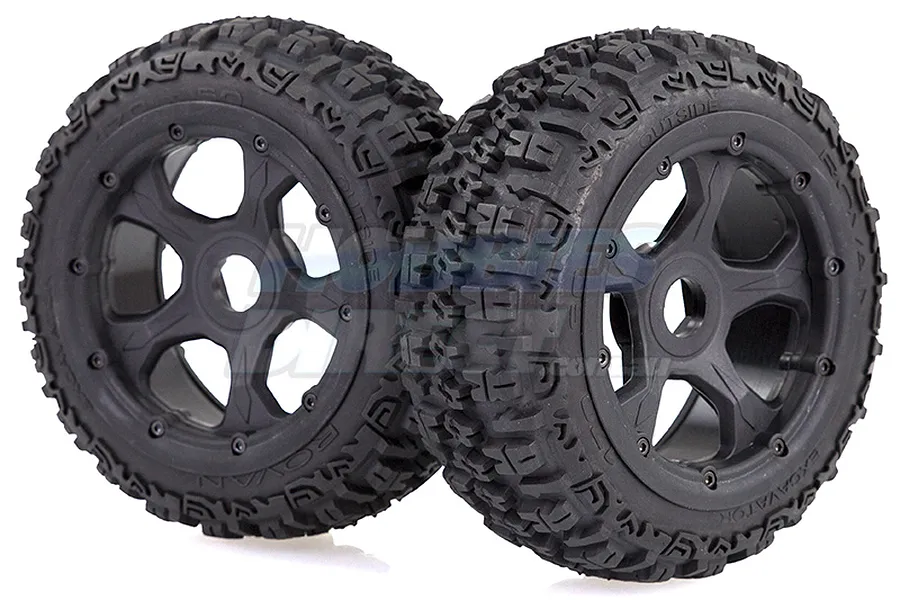 Rovan 4.7/5.5&amp;quot; Baja 5B Front Excavator Tyres on Black Rims - Beadlocked Wheels 2Pcs image 20185