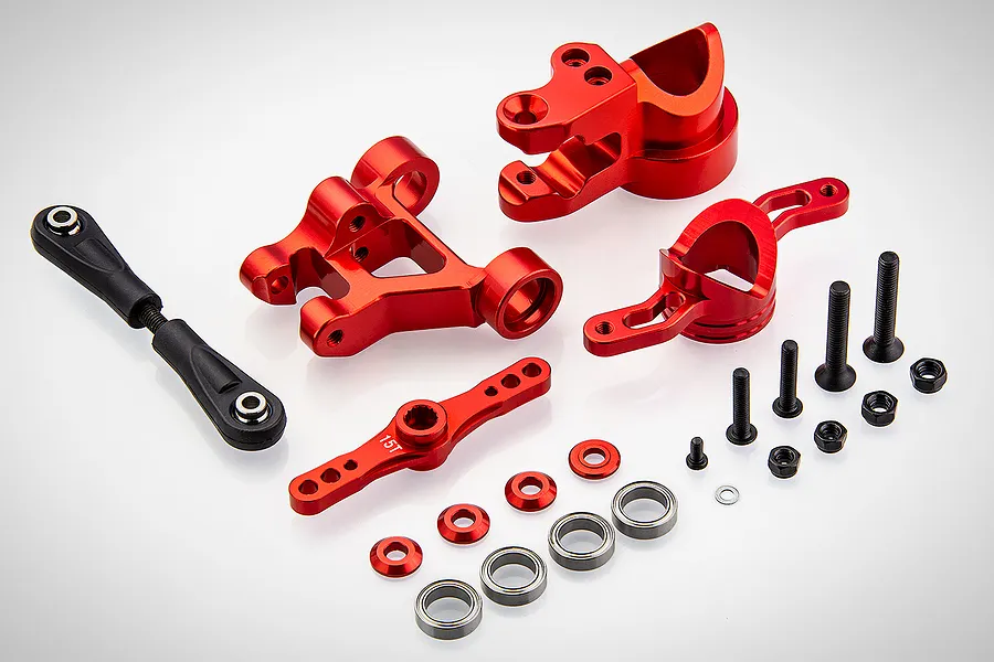 Rovan 5IVE-T Red Aluminium Double Sided Steering/Servo Saver Set w/ Bearings image 20214