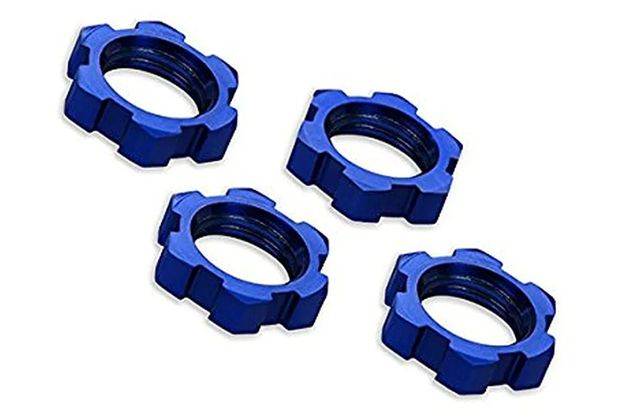 Traxxas Blue Aluminium 17mm Splined Serrated Wheel Nuts 4Pcs image 20340