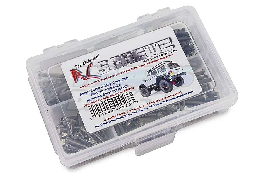 RC Screwz Axial SCX10 II Jeep Cherokee Complete Stainless Screw Kit image 20462