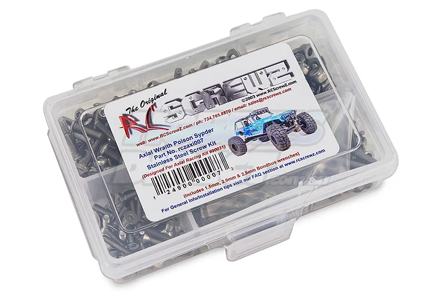 RC Screwz Axial 1/10 Wraith Poison Spyder Complete Stainless Screw Kit image 20468