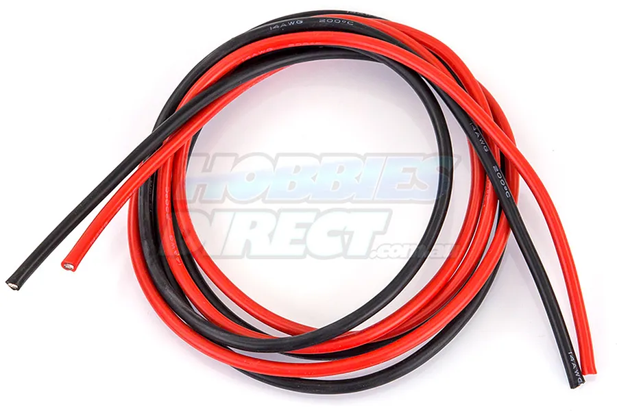 Hobbies Direct 14AWG Red and Black Silicone Wire 1000mm image 20506