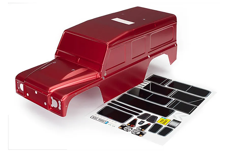 Traxxas TRX-4 Land Rover Defender Painted Red Body Shell w/ Decal Sheet image 20763