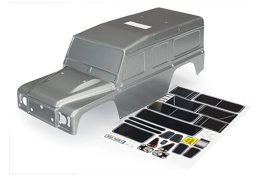 Traxxas TRX-4 Land Rover Defender Painted Grey Body Shell w/ Decal Sheet image 20764