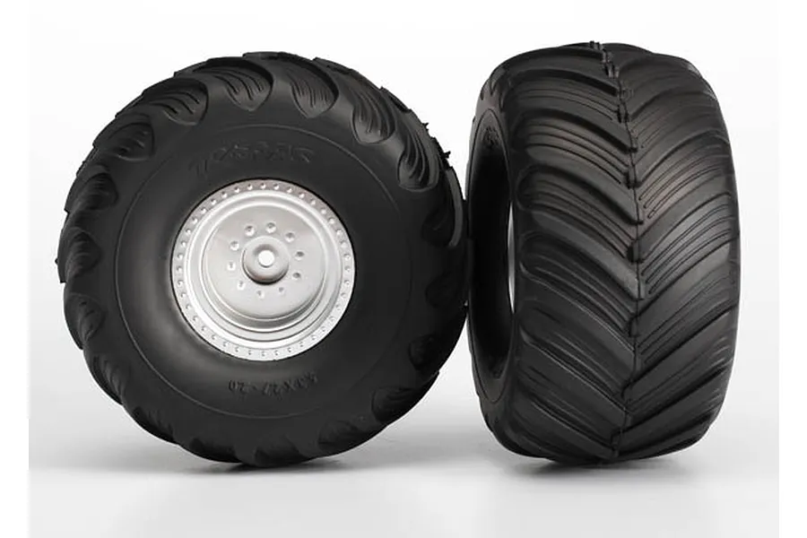 Traxxas 2.8&amp;quot; Terra Groove Tyres on Satin chrome Rims - Glued Wheels 2Pcs image 20827