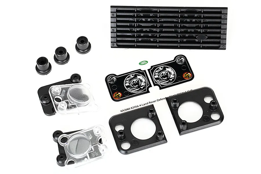 Traxxas TRX-4 Land Rover Defender Headlight Lens &amp;amp; Grill Set w/ Decal image 20841