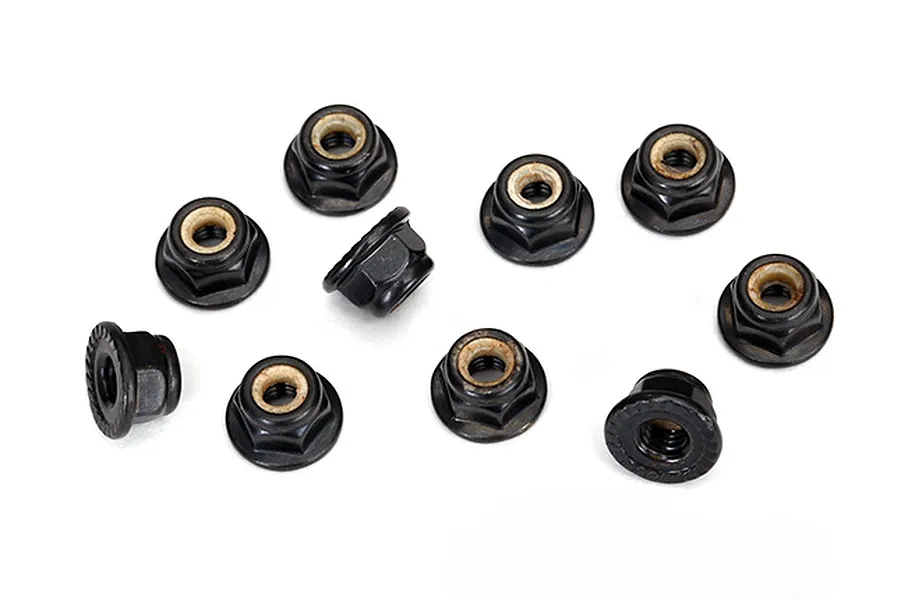 Traxxas 4mm Black Steel Flanged Serrated Nyloc Nuts 10Pcs image 20895